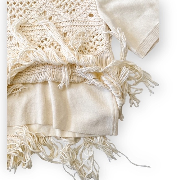 NWT Jonathan Simkhai  Delphine Macrame Knit Sweater, Ivory, Size S - Picture 12 of 16